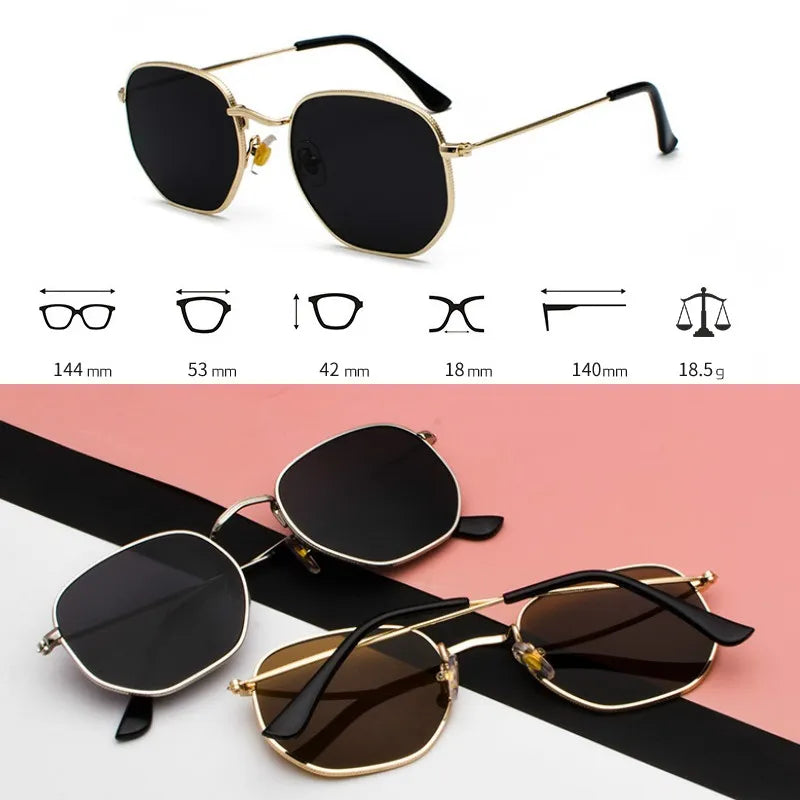 Fashion Hexagon Sunglasses Women Men 2025 Square Metal Frame Designer Sun Glasses for Driving Sunglass UV400 Protection Outdoor