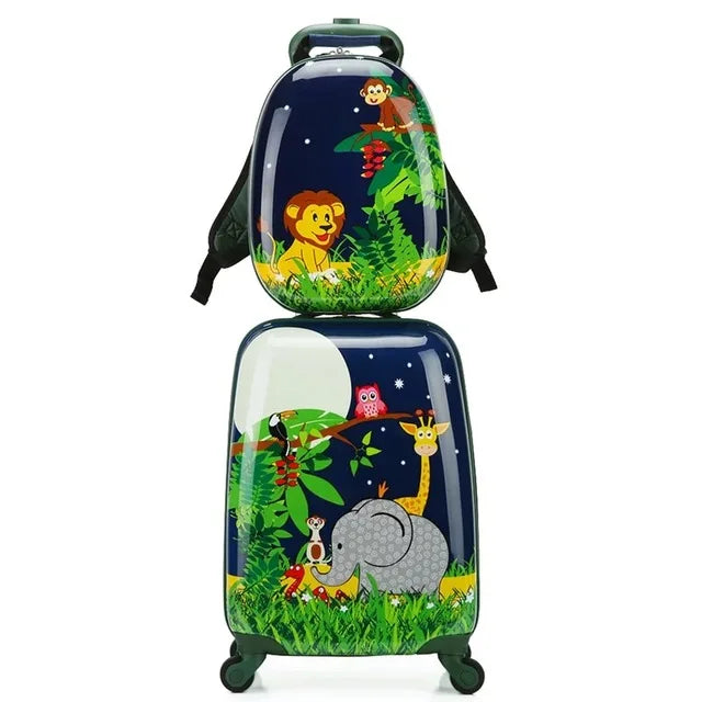 Children Trolley Rolling Luggage 18 Inch Universal Wheel Cartoon Dinosaur Suitcase 13 Inch Travel Bag Backpack Drag Box for Kids