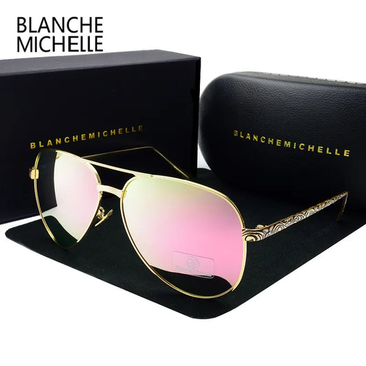 High Quality Pilot Sunglasses Women Polarized UV400 Sunglass Mirror Vintage Sun Glasses 2024 Sunglasses Woman Okulary With Box