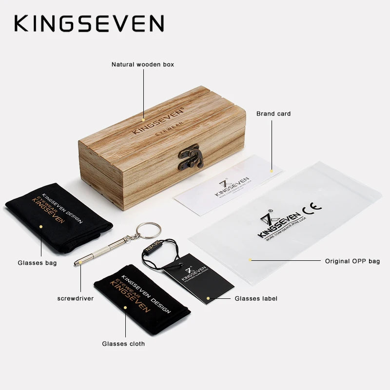 KINGSEVEN Handmade Wood Sunglasses Men Bamboo Sunglass UV400 Women Brand Design Original Wood Glasses Oculos De Sol Masculino