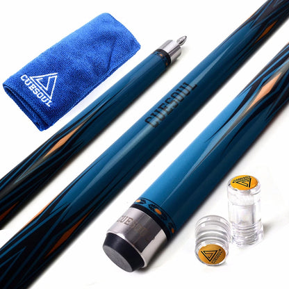 CUESOUL SOOCOO Series 58" 19oz 11.5/12.75mm Tip Maple Pool Cue Stick Set With Joint/Shaft Protector and Cue Towel.