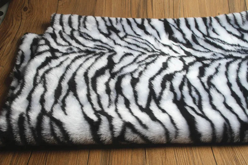 160*50cm 2cm Long Pile Jacquard Fox Imitation Faux Fur Fabric,zebra Print Jacquard Fuax Plush Fur Fabric for Patchwork