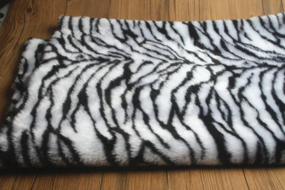160*50cm 2cm Long Pile Jacquard Fox Imitation Faux Fur Fabric,zebra Print Jacquard Fuax Plush Fur Fabric for Patchwork