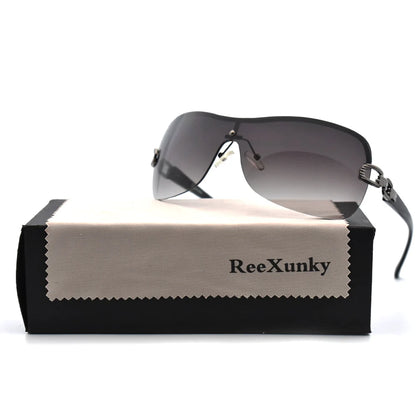 Fashion Trend 2021 Sunglasses Women Brand Designer Oversized Rimless Sunglass Metal Chain Legs Shades for Womens Zonnebril Dames