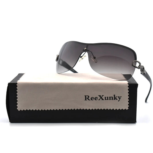 Fashion Trend 2021 Sunglasses Women Brand Designer Oversized Rimless Sunglass Metal Chain Legs Shades for Womens Zonnebril Dames