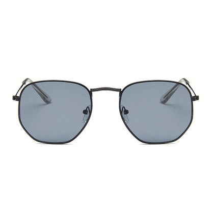 Hexagon Black Sunglasses Woman Brand Designer Small Square Sunglases Man Metal Frame Driving Fishing Sun Glasses Female