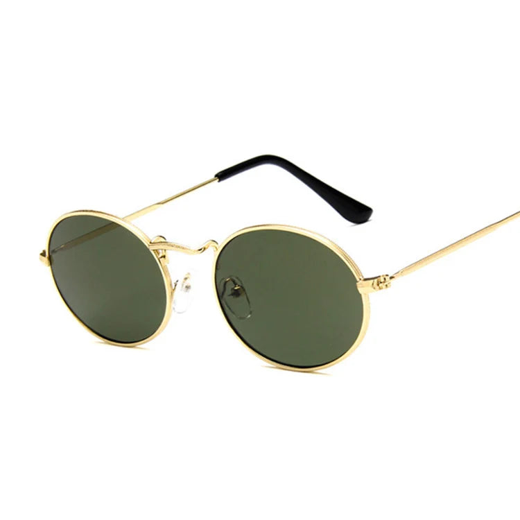 Small Oval Mirror Sunglasses Woman Pink Luxury Brand Designer Eyewear Shades Ladies Alloy Black Sun Glasses Female UV400
