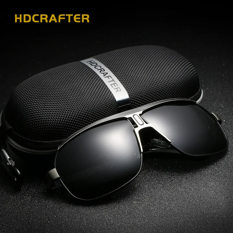 HDCRAFTER Mens Retro Polarized Sunglasses Men Ovesized Luxury Brand Designer Mirror Coating Sun Glasses Man Sunglass Oculos Male