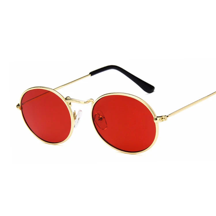 Small Oval Mirror Sunglasses Woman Pink Luxury Brand Designer Eyewear Shades Ladies Alloy Black Sun Glasses Female UV400