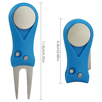 1 Pcs Steel Golf Divot Repair Switchblade Tool Pitch Groove Cleaner Golf Pitchfork Golf Accessories Putting Green Fork Dropship