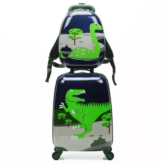 Children Trolley Rolling Luggage 18 Inch Universal Wheel Cartoon Dinosaur Suitcase 13 Inch Travel Bag Backpack Drag Box for Kids
