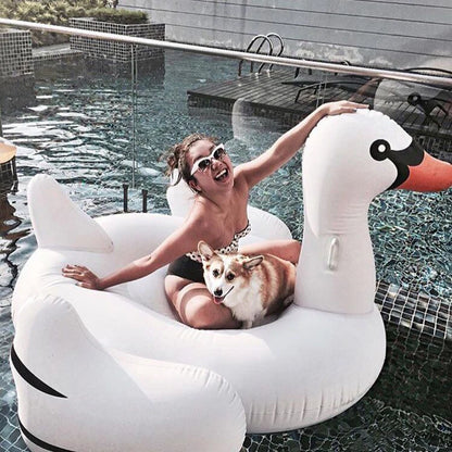 Inflatable Flamingo Swimming Pool Float Summer Island Giant Ride on Swan Swimming Lifebuoy Lounge Inflatable Pool Toy Raft