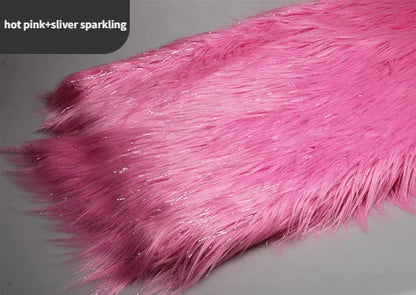 Sparkling Faux Fur Fabric, Mint Green, Long Pile Fabric, Immitation Fur for Winter Clothing, Photo Studio, Sofa, Coslplay