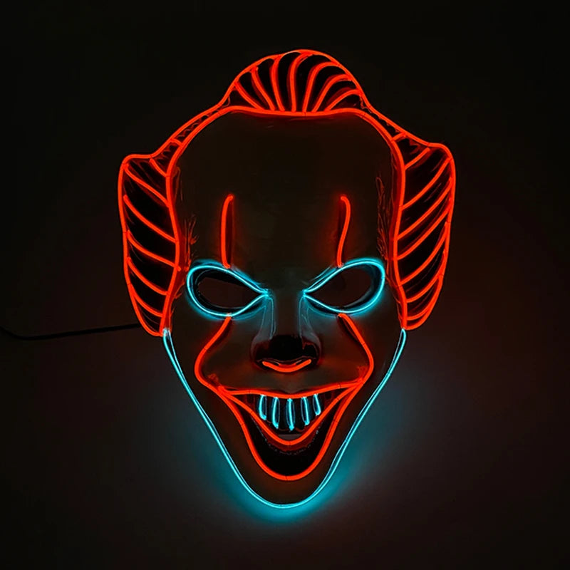Horror Halloween Neon Mask Clown Mask Cosplay Party Costume Supplies Led Mask Masque Masquerade Party Masks Glow in the Dark