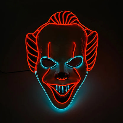 Horror Halloween Neon Mask Clown Mask Cosplay Party Costume Supplies Led Mask Masque Masquerade Party Masks Glow in the Dark