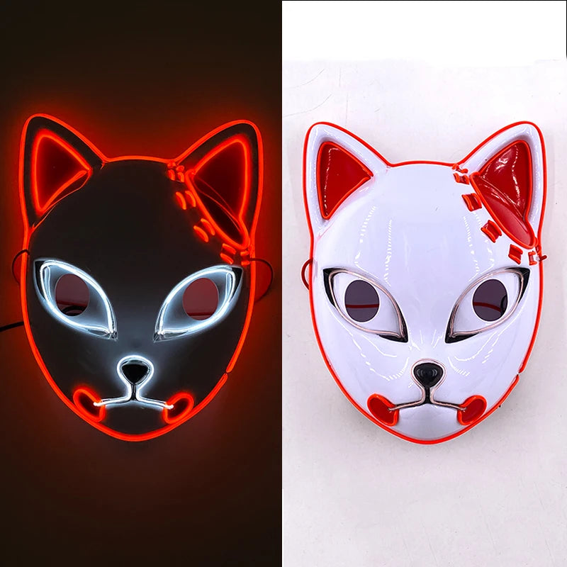New Designed Glowing Halloween Party Mask Flashing LED Masks EL Neon Light Cosplay Mask Costume Props Glow Party Supplies