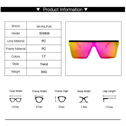 SHAUNA Flat Top Classic Square Sunglasses Woman Brand Designer Purple Mirror Coating Shades UV400