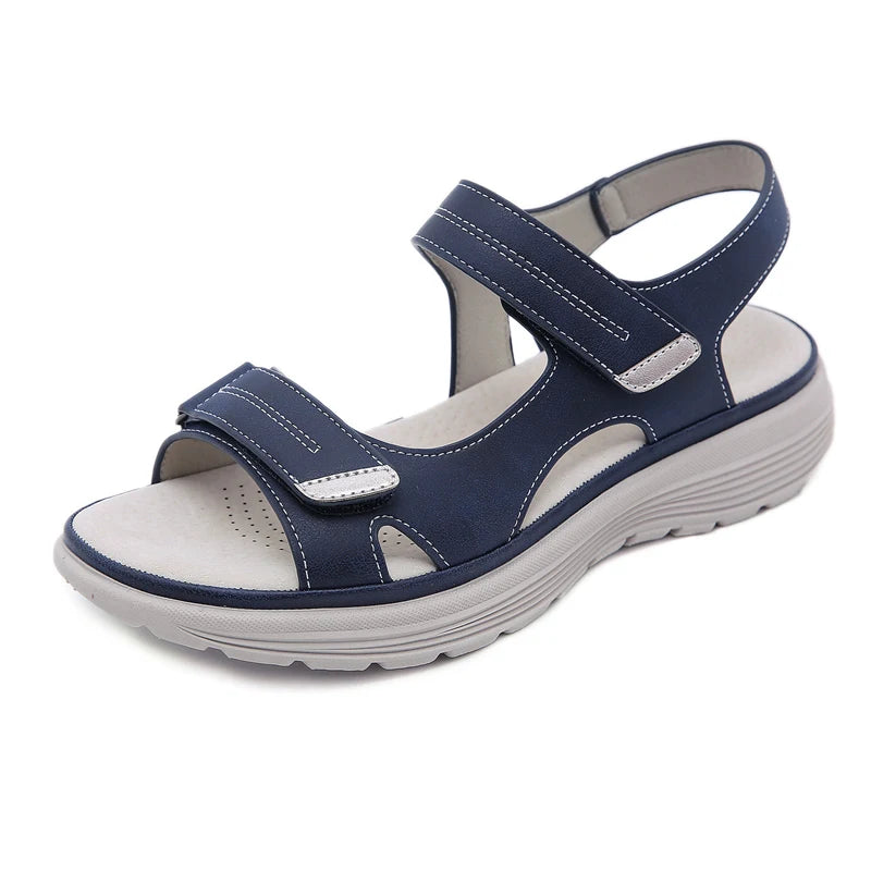 WOIZGIC Women's Ladies Mother Female PU Leather Sandals Shoes Platform Summer Cool Beach Hook Loop Non Slip Plus Size 41 42