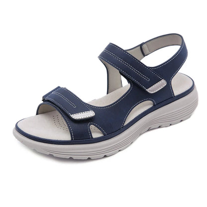 WOIZGIC Women's Ladies Mother Female PU Leather Sandals Shoes Platform Summer Cool Beach Hook Loop Non Slip Plus Size 41 42