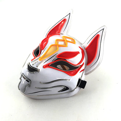 Japanese Anime Mask Halloween Cosplay Fox Mask Neon Light Up Mask LED Luminous Masks Glow in the Dark Carnival Party Supplies