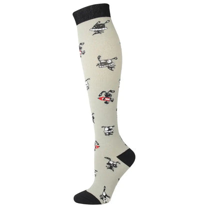 Compression Socks Women Men Outdoor Sports Halloween Series Animals Flamingo Shark Monkey Cat Bones Pressure Elastic Stockings
