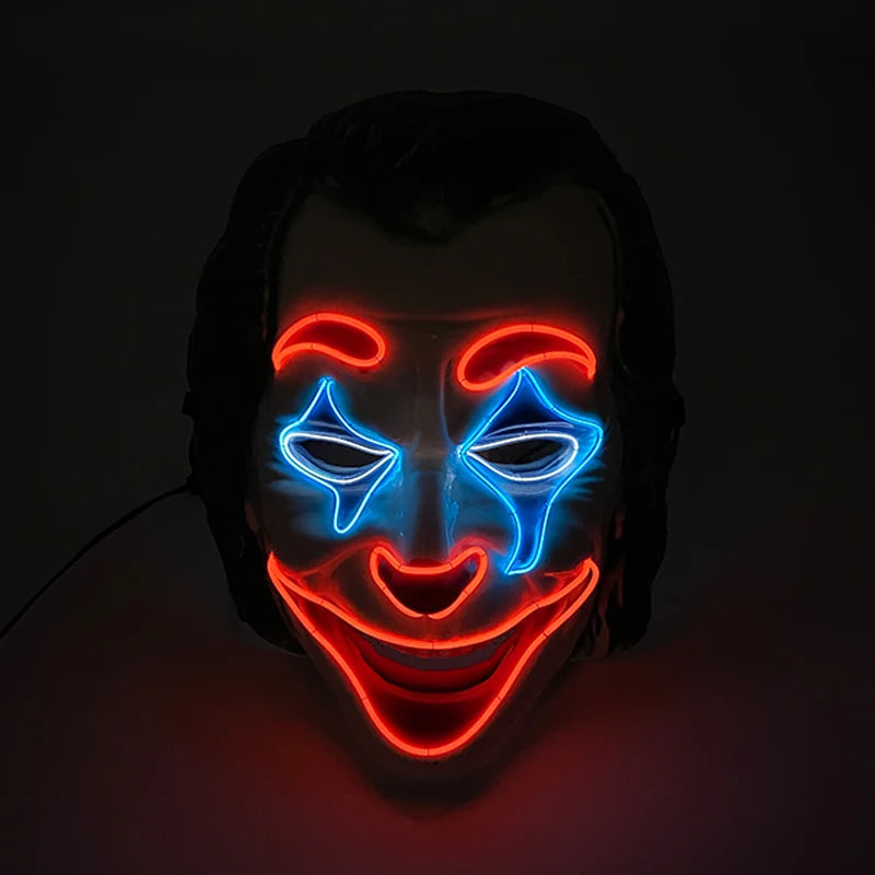 Horror Halloween Neon Mask Clown Mask Cosplay Party Costume Supplies Led Mask Masque Masquerade Party Masks Glow in the Dark