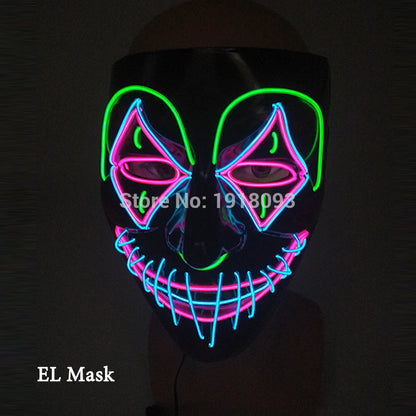 Hot Sales Carnival LED Mask Party Masque Masquerade Masks Horror Neon EL Mask LED Light Up Mask Halloween Glow Party Supplies
