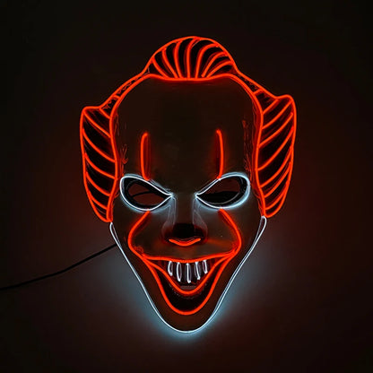 Horror Halloween Neon Mask Clown Mask Cosplay Party Costume Supplies Led Mask Masque Masquerade Party Masks Glow in the Dark