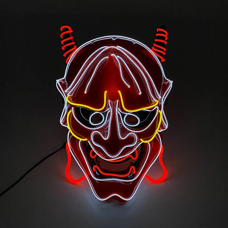 Hot Sales Carnival LED Mask Party Masque Masquerade Masks Horror Neon EL Mask LED Light Up Mask Halloween Glow Party Supplies