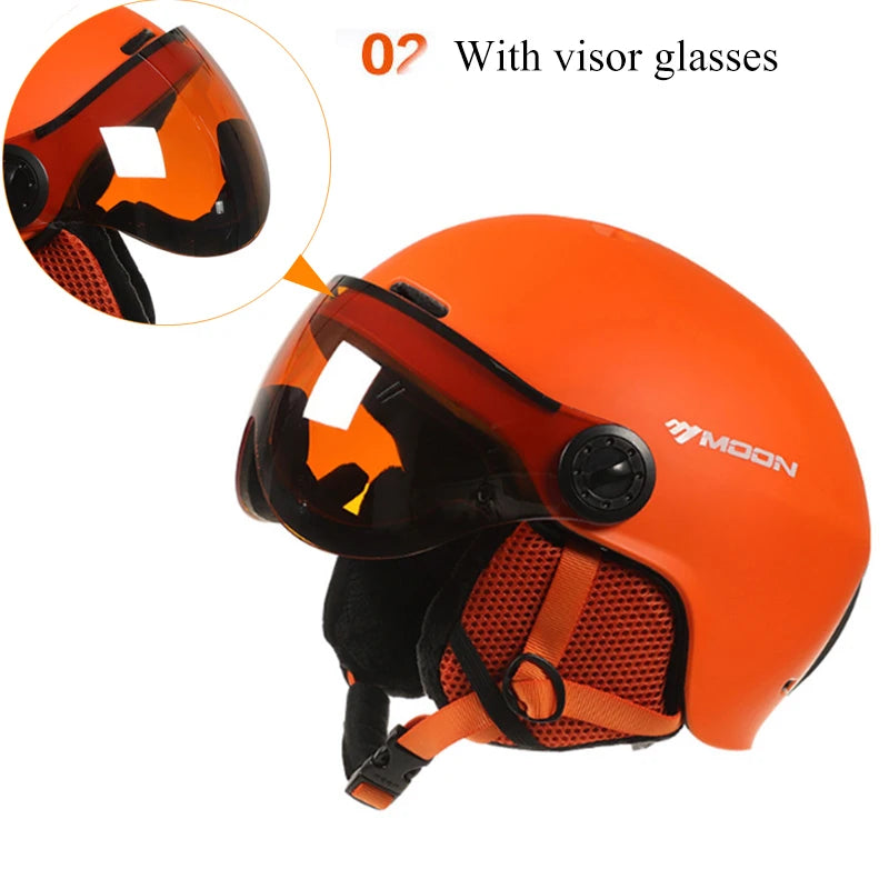 MOON Goggles Skiing Helmet Integrally-Molded PC+EPS High-Quality Ski Helmet Outdoor Adult Sport Ski Snowboard Skateboard Helmets