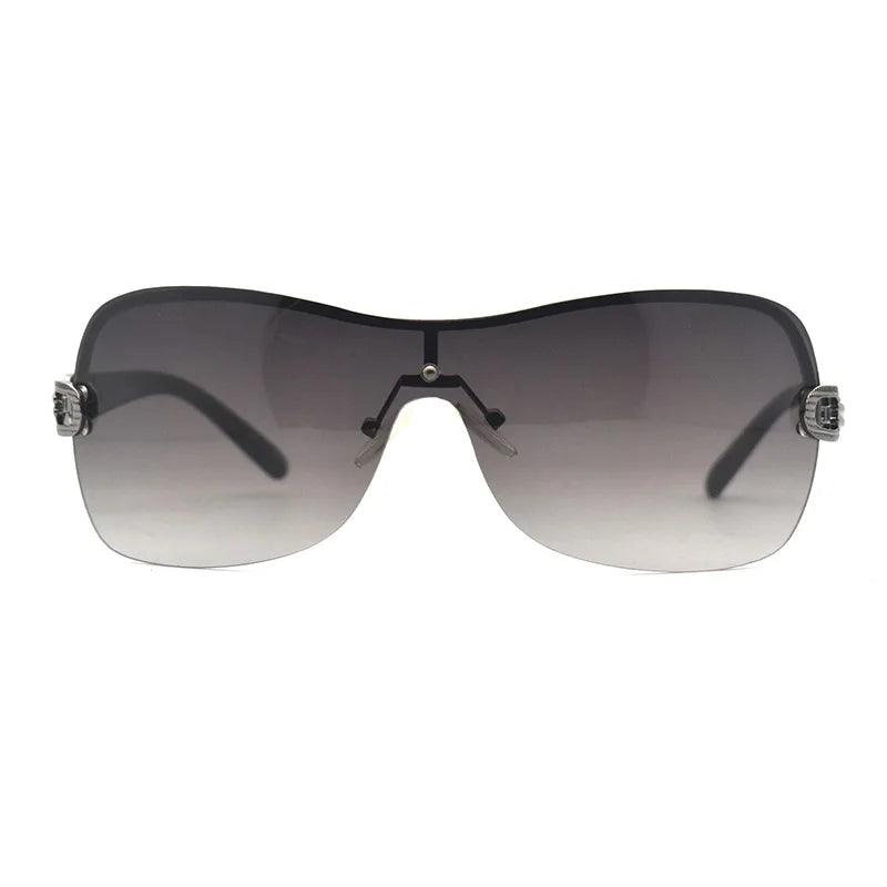Fashion Trend 2021 Sunglasses Women Brand Designer Oversized Rimless Sunglass Metal Chain Legs Shades for Womens Zonnebril Dames