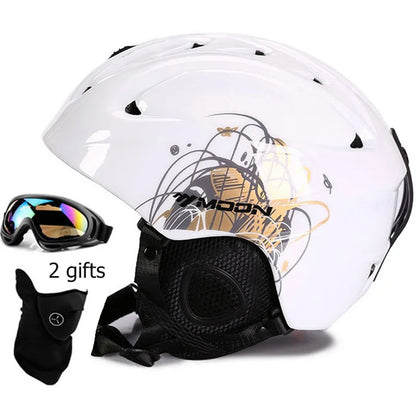 Moon CE Certification PC+EPS Adult Ski Helmet Men Women Skating Skateboard Helmet Snow Sports Snowboard Helmets With Goggles