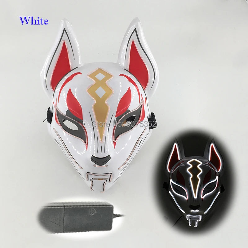 Anime Expro Decor Japanese Fox Mask Neon Led Light Cosplay Mask Game Theme Party Cos Dance DJ Payday Costume Props