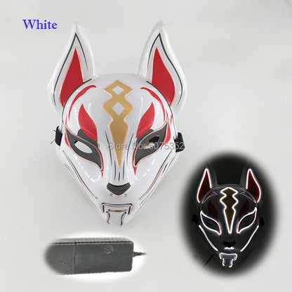Anime Expro Decor Japanese Fox Mask Neon Led Light Cosplay Mask Game Theme Party Cos Dance DJ Payday Costume Props
