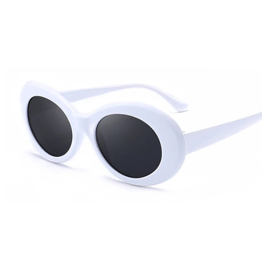 Vintage Oval Round Sunglasses Woman Brand Designer Sunglasses Female Male Black White Mirror Kurt Cobain Glasses Oculos De Sol