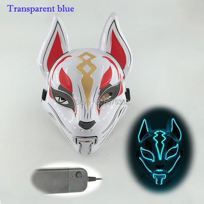 Anime Expro Decor Japanese Fox Mask Neon Led Light Cosplay Mask Game Theme Party Cos Dance DJ Payday Costume Props