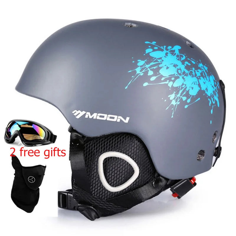 Moon CE Certification PC+EPS Adult Ski Helmet Men Women Skating Skateboard Helmet Snow Sports Snowboard Helmets With Goggles