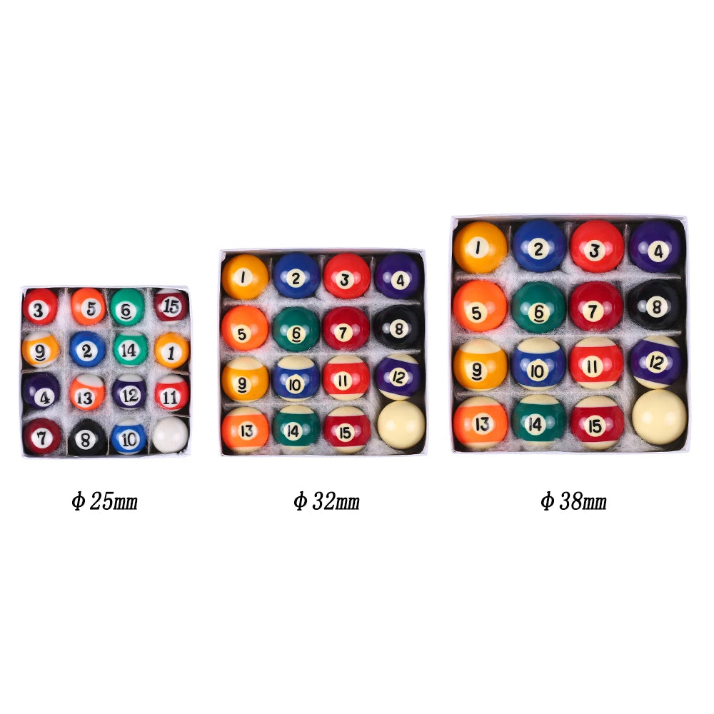 LIXADA Billiard Balls Set 16PCS 25/32/38mm Children Billiards Pool Table Balls Polyester Resin Small Cue Balls Full Set