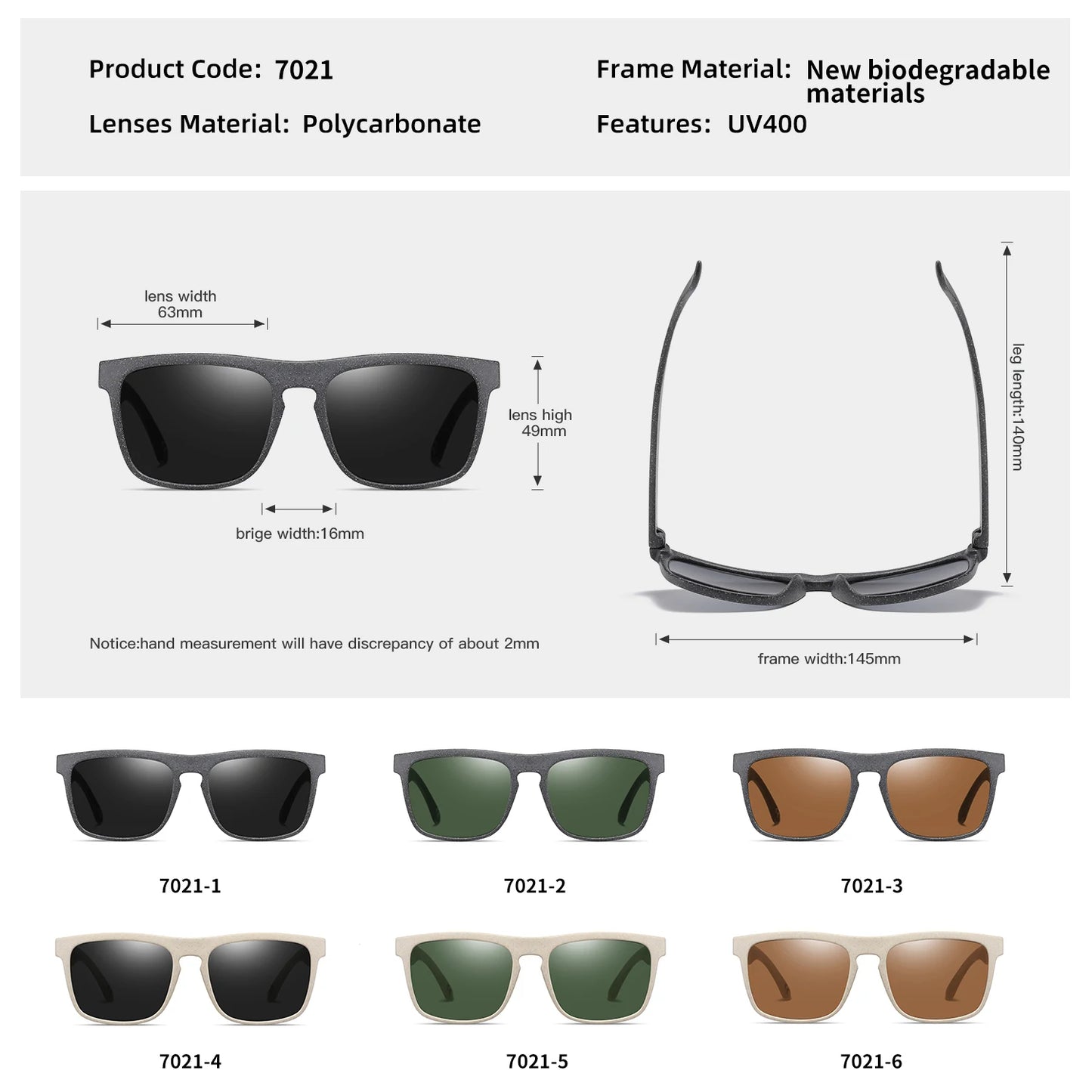 XSW Brand Design Wooden Retro Square Oval Square Men's and Women's Sunglasses Glasses  Wheat Straw Sunglases UV400 7021