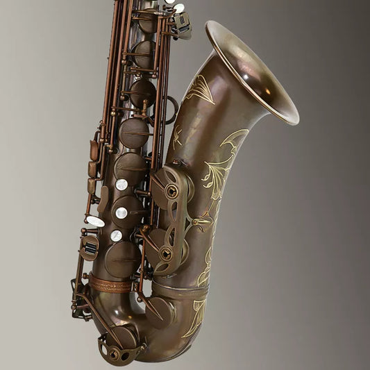 Aisiweier Brand Tenor Saxophone Professional B Flat Antique Copper Saxofone Musical Instruments Simulation Inscription Carved