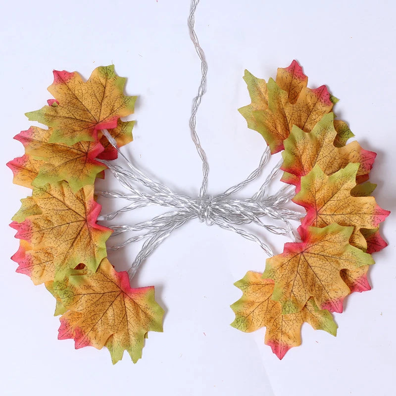 2/3/6m Christmas Decoration Artificial Maple Leaf Leaves LED Light String Lantern Garland Home Party DIY Deco Halloween New Yea