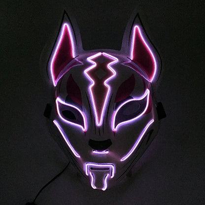 Japanese Anime Mask Halloween Cosplay Fox Mask Neon Light Up Mask LED Luminous Masks Glow in the Dark Carnival Party Supplies
