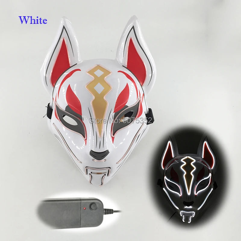 Anime Expro Decor Japanese Fox Mask Neon Led Light Cosplay Mask Game Theme Party Cos Dance DJ Payday Costume Props