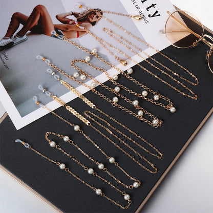 1PCs Women Fashion Pearls Sunglasses Chains Gold Eyeglasses Chains Sunglasses Holder Necklace Eyewear Retainer Accessories