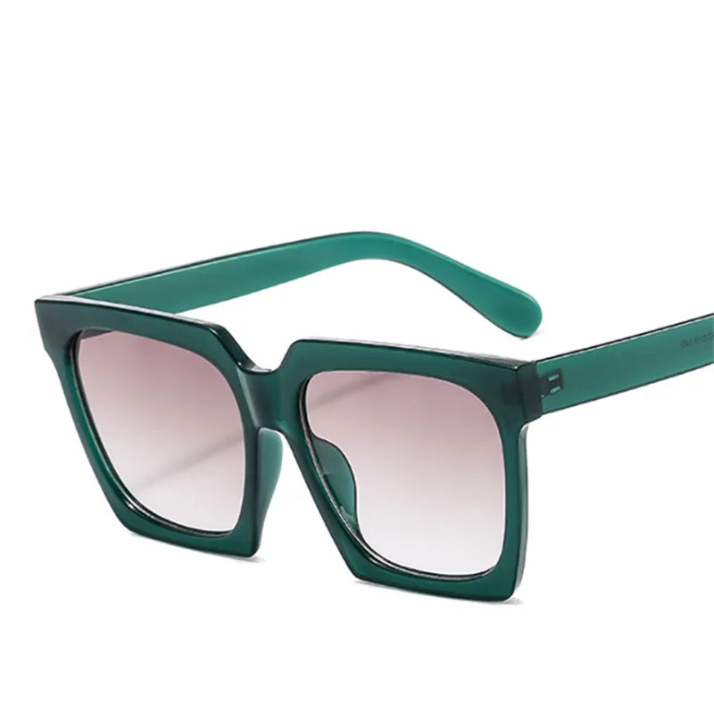 Classic Square Sunglasses Women Men Vintage Oversized Sun Glasses Goggles Ladies Big Frames Sunglass UV400 White Green Eyewear
