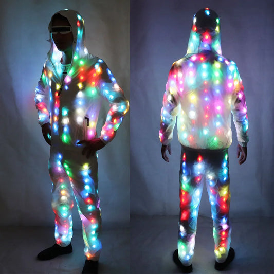 LED Jacket Luminous Clothes Creative Light Costume Laser Robot Suit Christmas Halloween Party Cospaly Costume for EDM Music