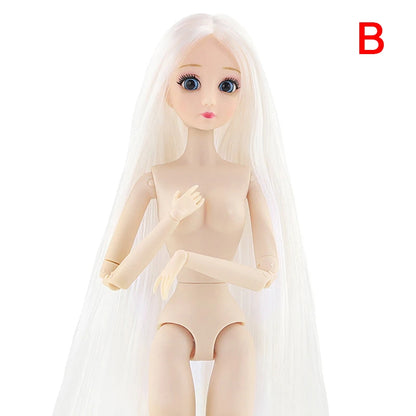 Doll 18 Movable Joints 30 Cm 3D Eyes Plastic Doll Girl DIY Toy Multi-Color Nude Body Fashion Gift