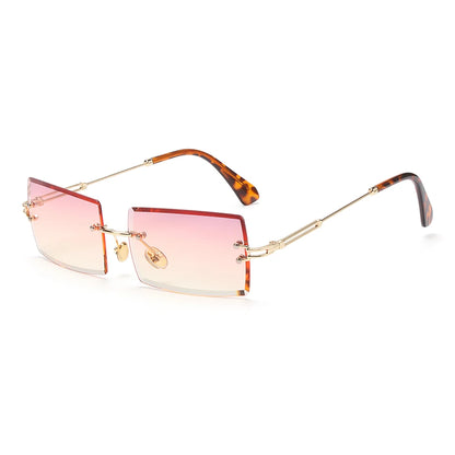 Fashion Popular Rimless Small Rectangle Sunglasses Women Men 2020 Shades Alloy Metal Glasses UV400 Eyewear