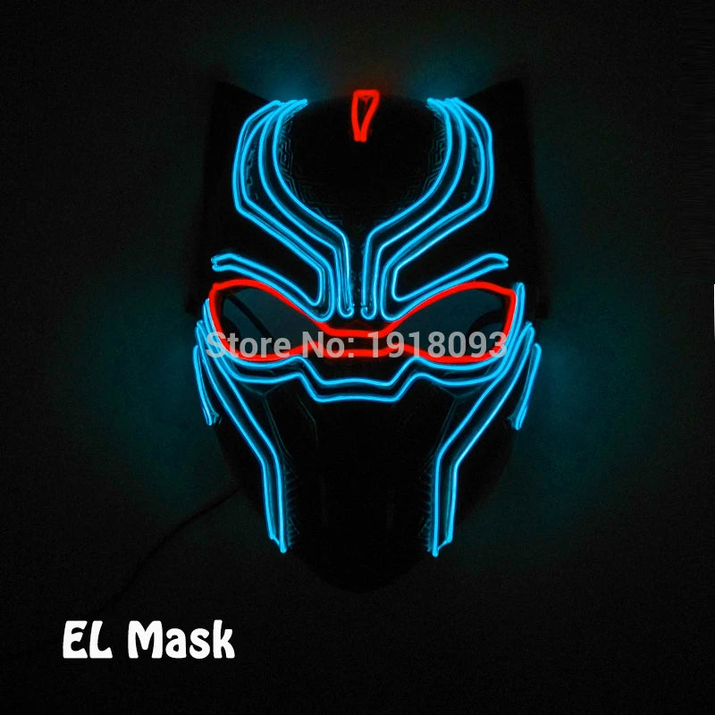 Hot Sales Carnival LED Mask Party Masque Masquerade Masks Horror Neon EL Mask LED Light Up Mask Halloween Glow Party Supplies
