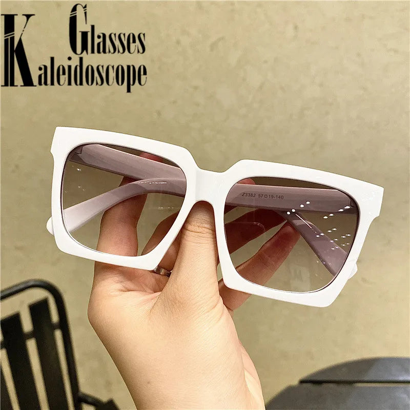 Classic Square Sunglasses Women Men Vintage Oversized Sun Glasses Goggles Ladies Big Frames Sunglass UV400 White Green Eyewear